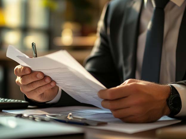 Tax inspector viewing accounting records