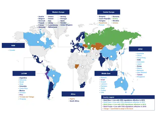 Common Reporting Standard Countries Map
